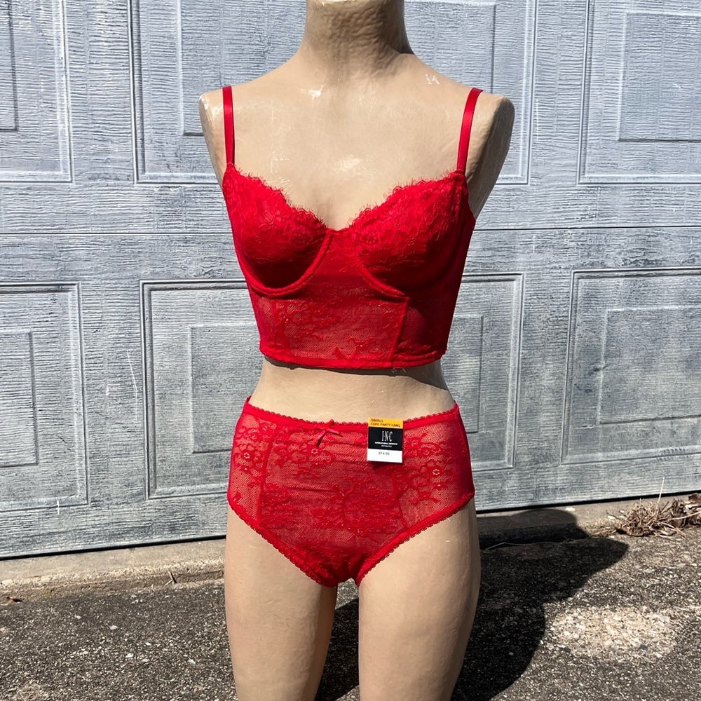 - INC Sz S Red Bustier & High Rise Panty Set! NEW! - Picture 2 of 16